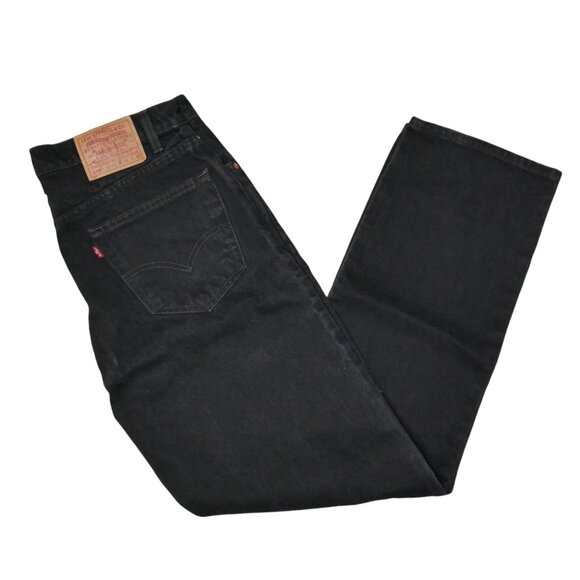 Vintage Levi's 505 Jeans Regular Fit Straight Leg Men Size 36x32 Black Denim EUC